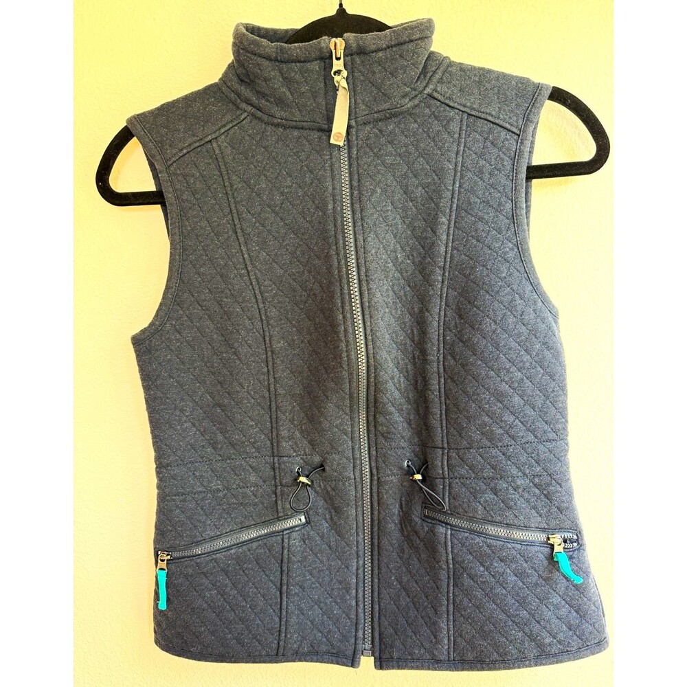 Talbots Women’s Petite 0P Gray Quilted Vest Sleeveless Full Zip Pockets